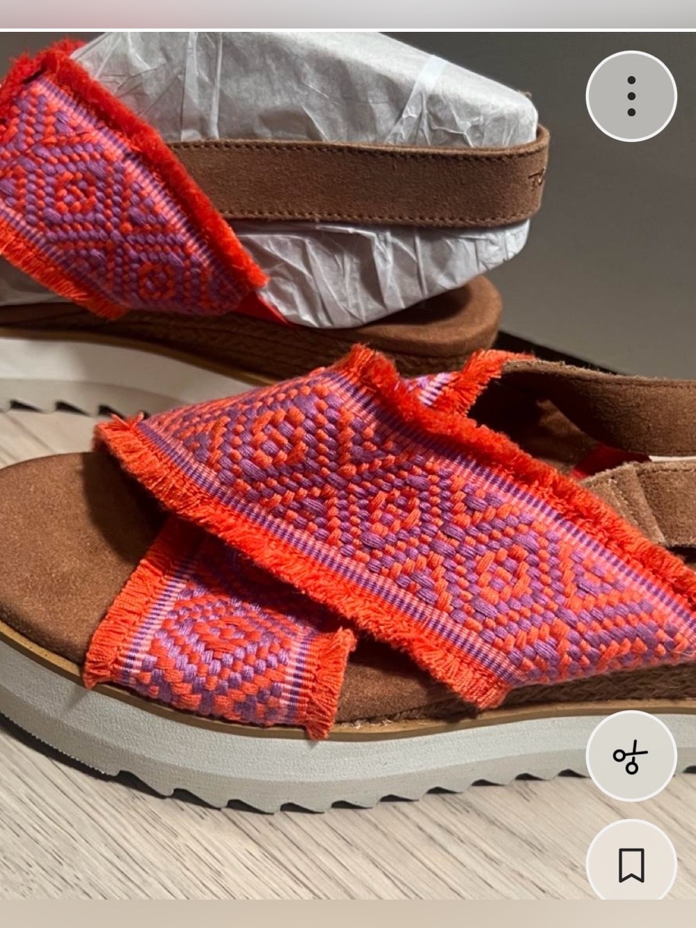 Toms Women's Orange & Purple Embroidered Crossband Sandals